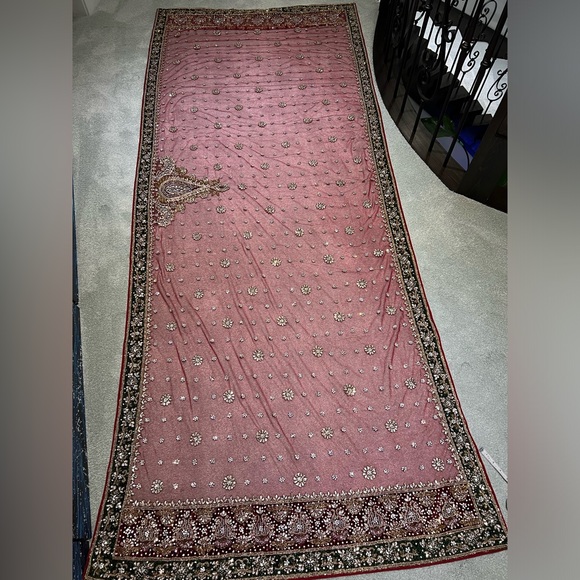 Women’s Velvet Maroon Wedding / Reception Lengha - 3 piece brand new - Picture 13 of 15